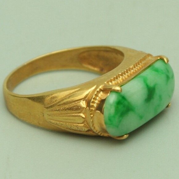 Cert'd Genuine Untreated Green A Jadeite Jade 925 Silver US 6 Ring - Picture 3 of 12